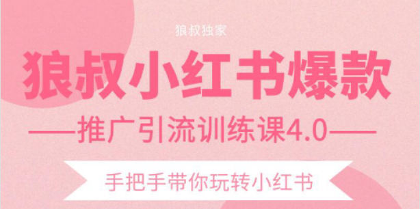 狼叔小红书爆款推广引流训练课4.0，手把手带你玩转小红书-比钱轻创