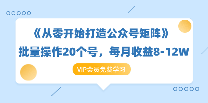 《从零开始打造公众号矩阵》批量操作20个号，每月收益大概8-12W（44节课）-比钱轻创