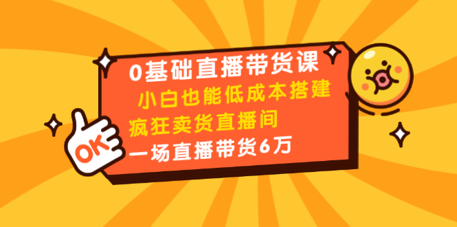 0基础直播带货课：小白也能低成本搭建疯狂卖货直播间：1场直播带货6万-比钱轻创