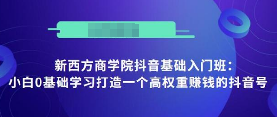 抖音基础入门班：小白0基础学习打造一个高权重赚钱的抖音号-比钱轻创