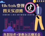 tiktok变现四天实战班，连怼技术+矩阵玩法赚美金！价值998元-比钱轻创