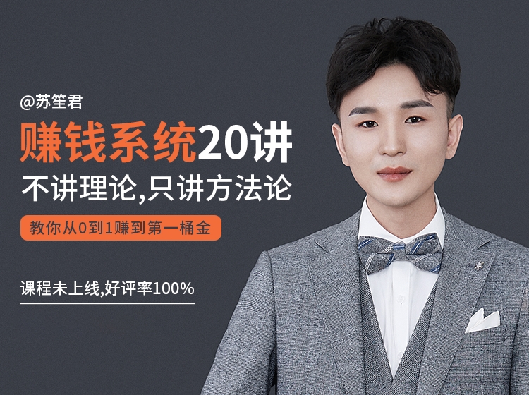 苏笙君的赚钱系统20课 教你从0到1赚到你的第一桶金（不讲理论，只讲方法论）-比钱轻创