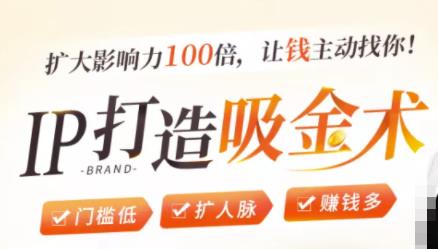 IP打造吸金术:0基础0资源,也能扩大影响力100倍,让钱主动找你!-比钱轻创