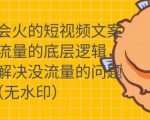 只说话就会火的短视频文案课，从根本上解决没流量的问题-比钱轻创