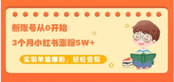 生财小红书涨粉变现：新账号从0开始3个月小红书涨粉5W+实现单篇爆粉-比钱轻创