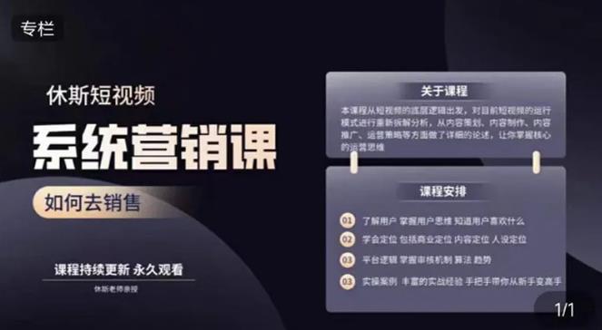 休斯短视频系统运营大课，你掌握核心的运营思维 价值7800元-比钱轻创