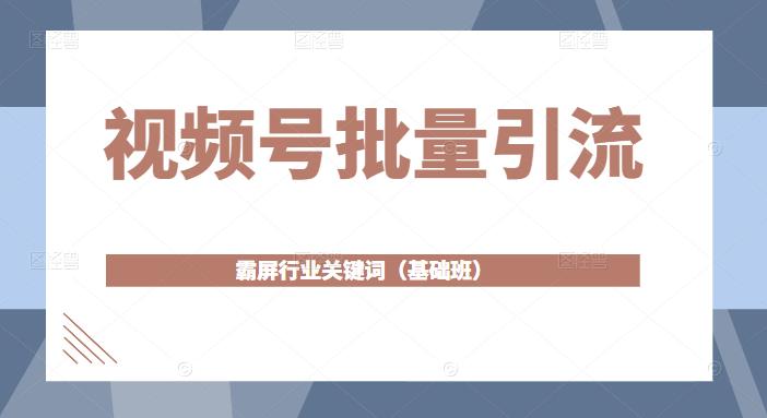 视频号批量引流，霸屏行业关键词（基础班）全面系统讲解视频号玩法-比钱轻创