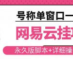 网易云挂机项目云梯挂机计划，永久版脚本+详细操作视频-比钱轻创