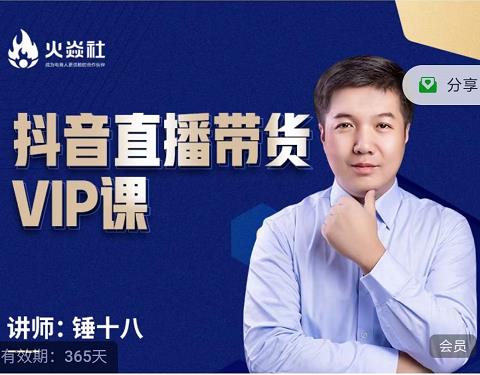 锤十八-抖音直播带货VIP课，专注直播带货有效盈利模式-比钱轻创