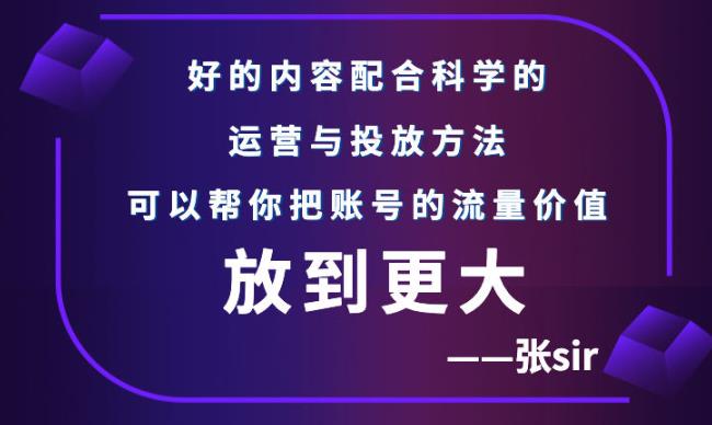 张sir账号流量增长课，告别海王流量，让你的流量更精准-比钱轻创