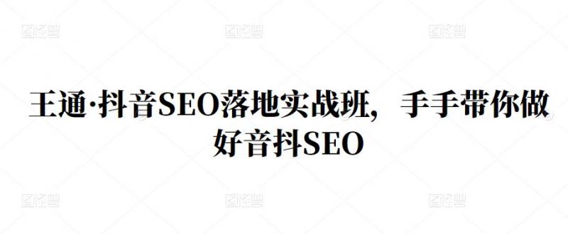 王通·抖音SEO落地实战班，手‬手带你做好音抖‬‬SEO-比钱轻创