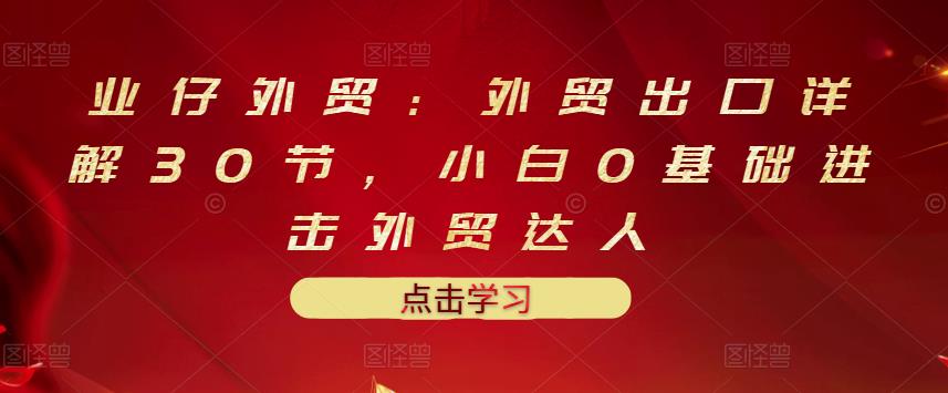 业仔外贸：外贸出口详解30节，小白0基础进击外贸达人 价值666元-比钱轻创