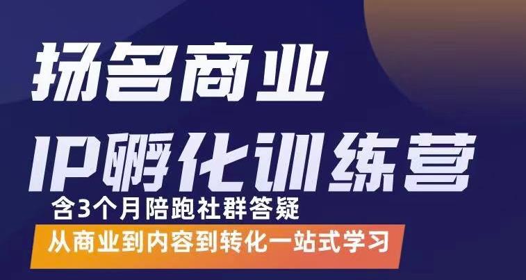 杨名商业IP孵化训练营，从商业到内容到转化一站式学 价值5980元-比钱轻创