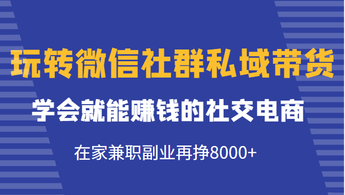 玩转微信社群私域带货，学会就能赚钱的社交电商，在家兼职副业再挣8000+-比钱轻创