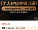 个人IP吸金密训班，打造高价值高效率的个人IP内容体系（价值12800元）-比钱轻创