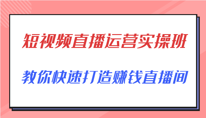 短视频直播运营实操班，直播带货精细化运营实操，教你快速打造赚钱直播间-比钱轻创