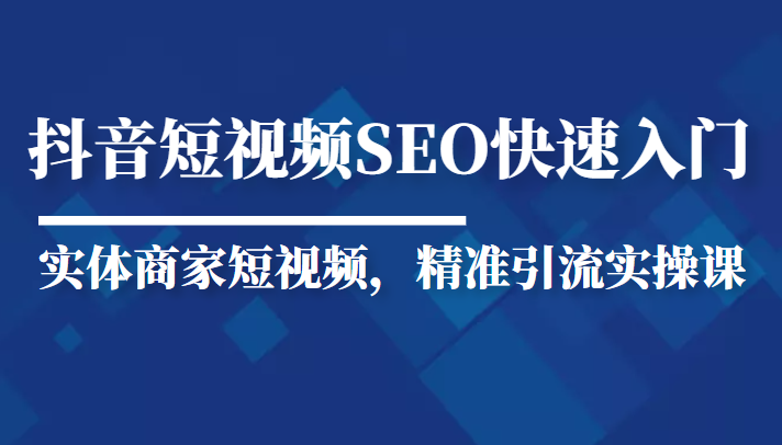 抖音短视频Seo搜索排名优化新手快速入门教程，实体商家短视频，精准引流实操课-比钱轻创