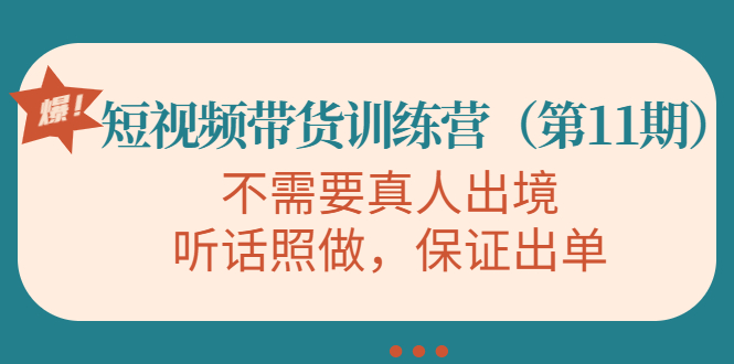 视频带货训练营，不需要真人出境，听话照做，保证出单（第11期）-比钱轻创