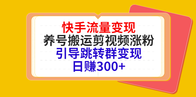 快手流量变现，养号搬运剪视频涨粉，引导跳转群变现日赚300+-比钱轻创