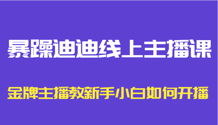 暴躁迪迪线上主播课，金牌主播教新手小白如何开播-比钱轻创