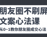 朋友圈不刷屏文案心法课 人人都要懂的商业逻辑 从0~1教你朋友圈成交心法-比钱轻创