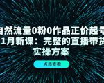 自然流量0粉0作品正价起号11月新课：完整的直播带货实操方案-比钱轻创