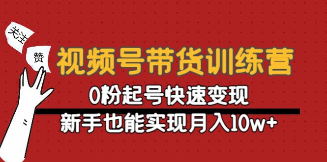 视频号带货训练营：0粉起号快速变现，新手也能实现月入10w+-比钱轻创