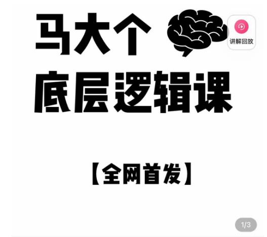马大个·底层逻辑课，51节底层逻辑智慧课-价值1980元-比钱轻创