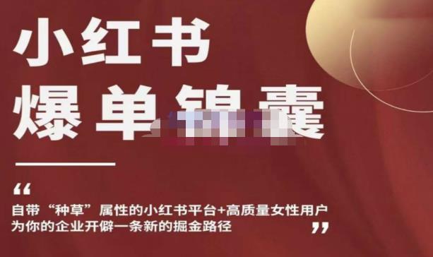 小红书爆单锦囊，自带种草属性+高质量女性用户，为你的企业开辟一条新的掘金路径-比钱轻创