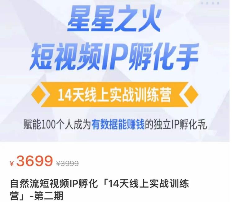 瑶瑶·自然流短视频IP孵化第二期，14天线上实战训练营，赋能100个人成为有数据能赚钱的独立IP孵化手-比钱轻创