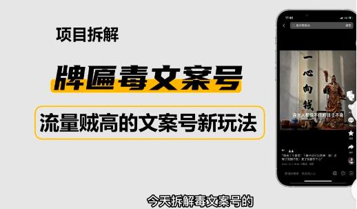 2023抖音快手毒文案新玩法，牌匾文案号，起号快易变现-比钱轻创
