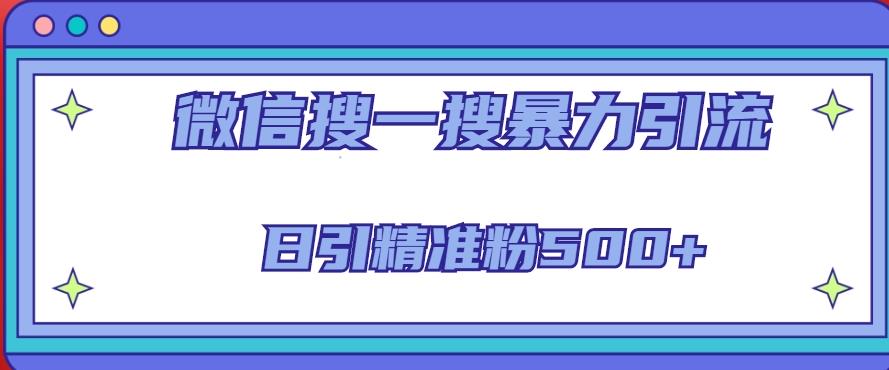 微信搜一搜引流全系列课程，日引精准粉500+（8节课）-比钱轻创