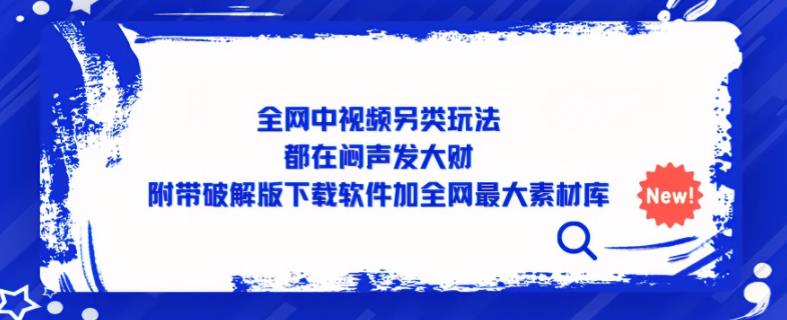全网中视频另类玩法，都在闷声发大财，附带破解版下载软件加全网最大素材库-比钱轻创