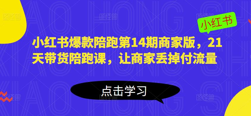 小红书爆款陪跑第14期商家版，21天带货陪跑课，让商家丢掉付流量-比钱轻创