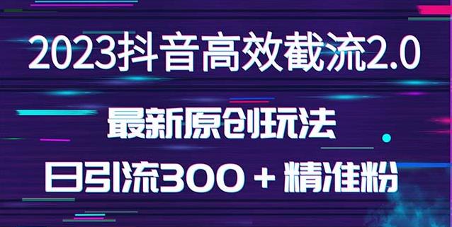 日引300＋创业粉，独家抖音高效截流2.0玩法（价值1280）-比钱轻创