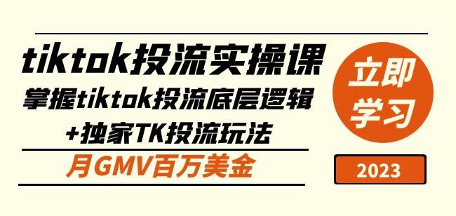 tiktok投流实操课：掌握tiktok投流底层逻辑+独家TK投流玩法月GMV百万美金-比钱轻创