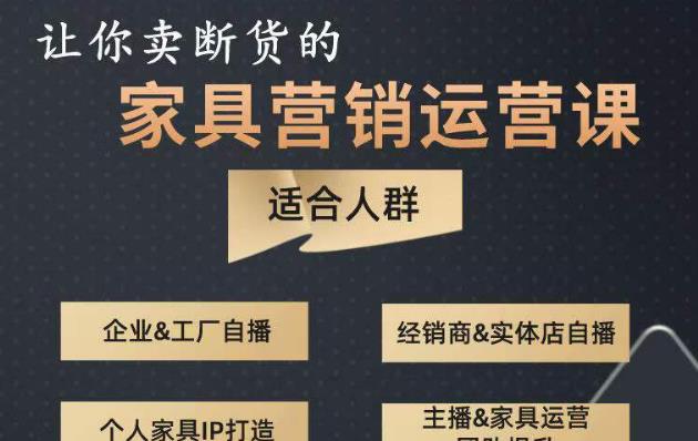 让你卖断货的家具营销运营课，打造高销量家具账号（短视频+直播+人物IP）-比钱轻创