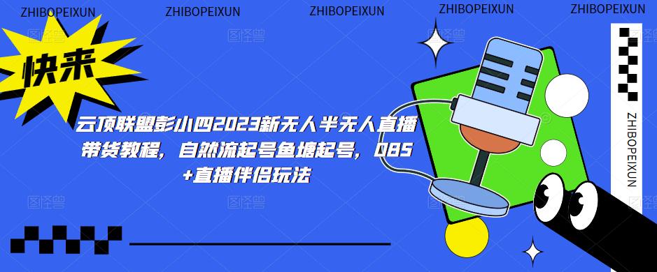 云顶联盟彭小四2023新无人半无人直播带货教程，自然流起号鱼塘起号，OBS+直播伴侣玩法-比钱轻创