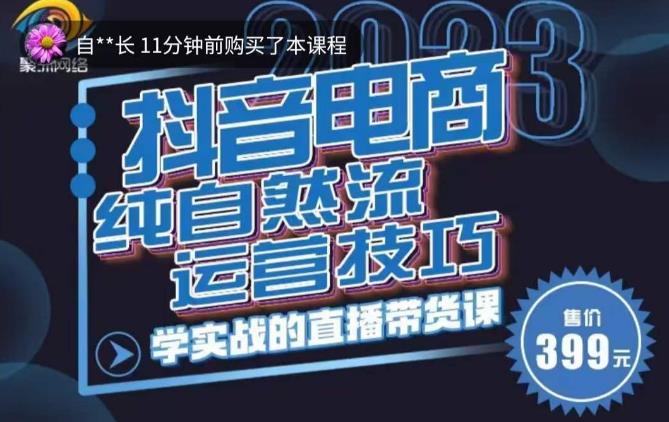 李扭扭·2023自然流运营技巧，纯自然流不亏品起盘直播间，实战直播带货课（视频课+话术文档）-比钱轻创