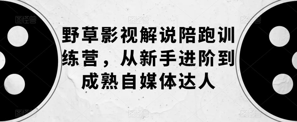野草影视解说陪跑训练营，从新手进阶到成熟自媒体达人-比钱轻创