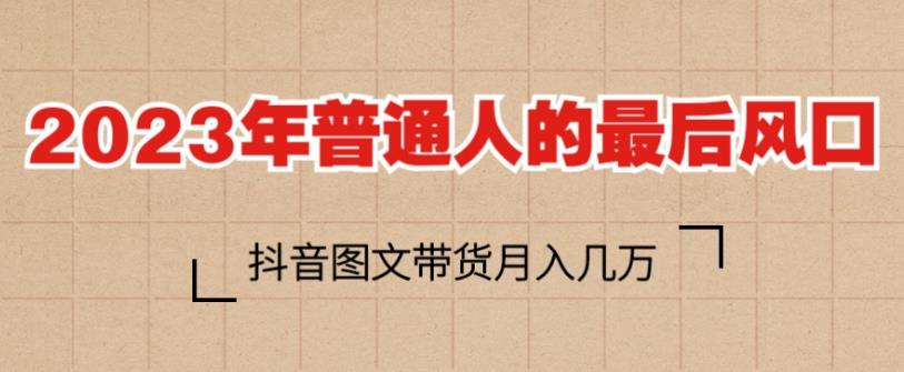 2023年普通人的最后风口，抖音图文带货月入几万，只需一部手机即可操作-比钱轻创