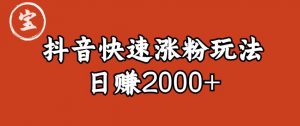 宝哥私藏·抖音快速起号涨粉玩法（4天涨粉1千）（日赚2000+）【揭秘】-比钱轻创