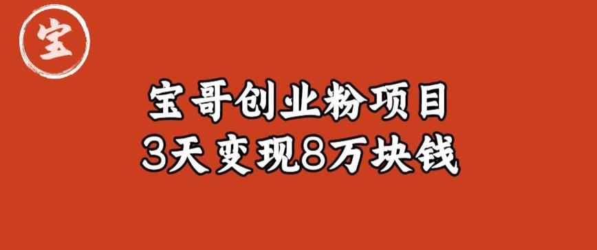 宝哥IP图文创业粉引流项目实战分享：单个账号3天涨粉1万，变现8万块钱（图文教程）【揭秘】-比钱轻创
