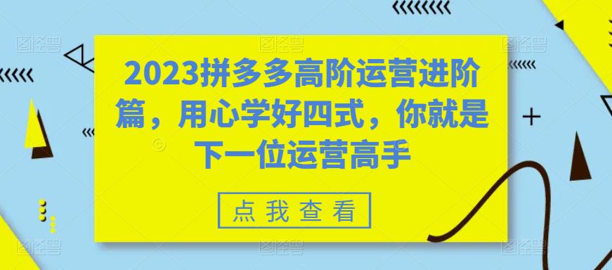 2023拼多多高阶运营进阶篇，用心学好四式，你就是下一位运营高手-比钱轻创