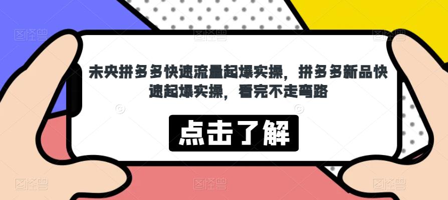 未央拼多多快速流量起爆实操，拼多多新品快速起爆实操，看完不走弯路-比钱轻创