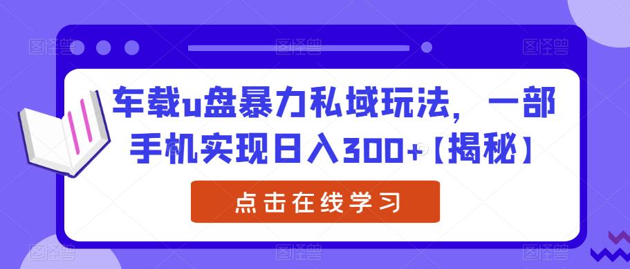 车载u盘暴力私域玩法,一部手机实现日入300+【揭秘】-比钱轻创