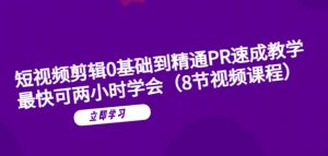 短视频剪辑0基础到精通PR速成教学：最快可两小时学会-比钱轻创