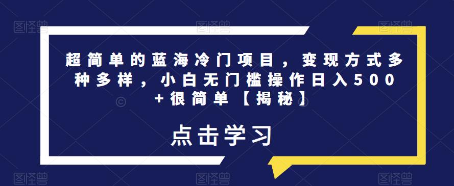 超简单的蓝海冷门项目，变现方式多种多样，小白无门槛操作日入500+很简单【揭秘】-比钱轻创