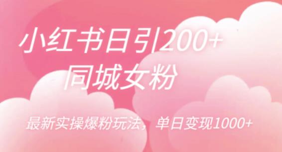 小红书日引200+同城女粉，最新实操爆粉玩法，单日变现1000+【揭秘】-比钱轻创