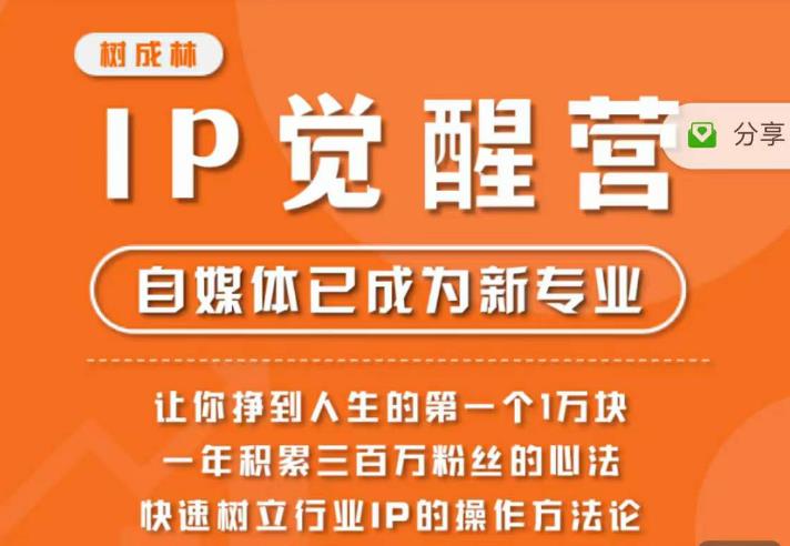 树成林·IP觉醒营，快速树立行业IP的操作方法论，让你赚到人生的第一个1万块（更新）-比钱轻创
